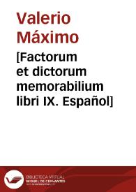 Portada:[Factorum et dictorum memorabilium libri IX. Español]
