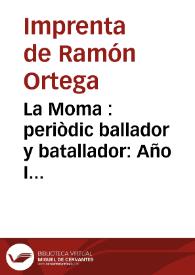 Portada:La Moma  : periòdic ballador y batallador: Año I Número 28 - 10 octubre 1885