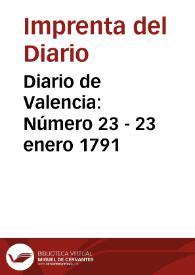 Portada:Diario de Valencia: Número 23 - 23 enero 1791