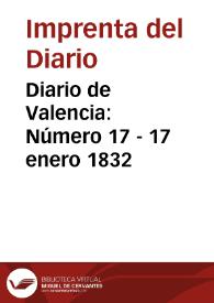 Portada:Diario de Valencia: Número 17 - 17 enero 1832