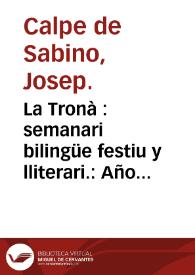 Portada:La Tronà : semanari bilingüe festiu y lliterari.: Año I Número 13 - 22 diciembre 1912