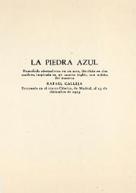 Portada:La piedra azul / Carlos Arniches