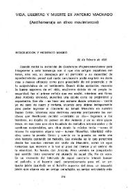 Portada:Vida, libertad y muerte en Antonio Machado : (antihomenaje en cinco movimientos) / Arnoldo Liberman