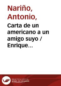 Portada:Carta de un americano a un amigo suyo  / Enrique Somoyar