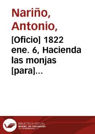 Portada:[Oficio] 1822 ene. 6, Hacienda las monjas [para] Cabildo de Chiquinquirá