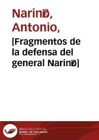 Portada:[Fragmentos de la defensa del general Nariño]