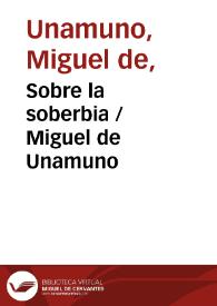 Portada:Sobre la soberbia / Miguel de Unamuno