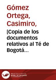Portada:[Copia de los documentos relativos al Té de Bogotá descubierto por José Celestino Mutis]