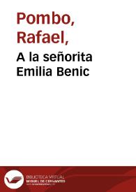 Portada:A la señorita Emilia Benic