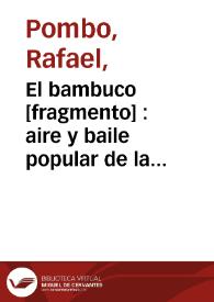 Portada:El bambuco [fragmento]  : aire y baile popular de la Nueva Granada