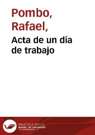 Portada:Acta de un día de trabajo