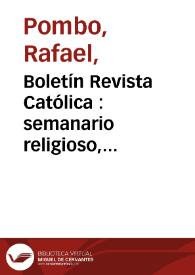 Portada:Boletín Revista Católica : semanario religioso, científico y literario