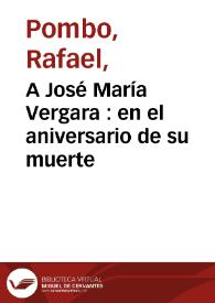 Portada:A José María Vergara  : en el aniversario de su muerte