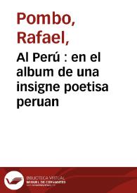 Portada:Al Perú  : en el album de una insigne poetisa peruan