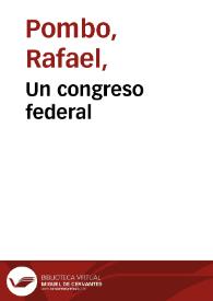 Portada:Un congreso federal