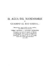 Portada:El agua del Manzanares o Cuando el río suena... / Carlos Arniches