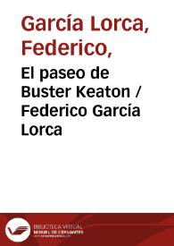 Portada:El paseo de Buster Keaton / Federico García Lorca