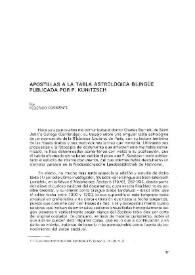 Portada:Apostillas a la tabla astrológica bilingüe publicada por P. Kunitzsch / Federico Corriente