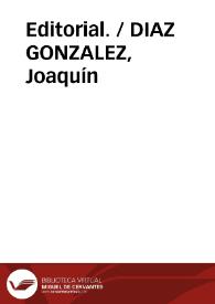 Portada:Editorial. / DIAZ GONZALEZ, Joaquín