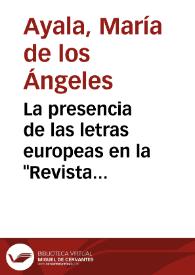 Portada:La presencia de las letras europeas en la \"Revista Española de Ambos Mundos\" (1853-1855) / M.ª de los Ángeles Ayala Aracil