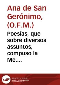 Portada:Poesías, que sobre diversos assuntos, compuso la Me. Sor Ana de S. Geronimo... : segunda parte