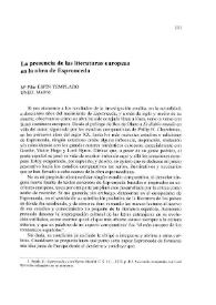 Portada:La presencia de las literaturas europeas en la obra de Espronceda / Mª Pilar Espín Templado