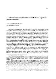 Portada:La influencia extranjera en la novela histórica española: fuentes literarias / Enrique Rubio Cremades