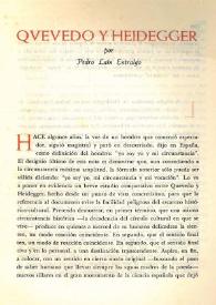 Portada:Quevedo y Heidegger / por Pedro Laín Entralgo
