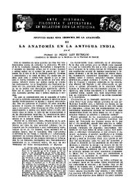 Portada:La anatomía en la antigua India / por el profesor Dr. Pedro Laín Entralgo