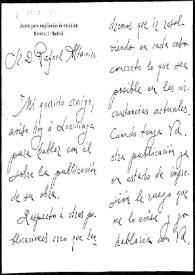 Portada:Carta de Francisco Acebal a Rafael Altamira. Madrid, 10 de abril de 1910 