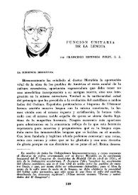 Portada:Función unitaria de la lengua / por Francisco Espinosa Pólit, S. J.