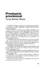 Portada:Prontuario provisional (2) / Felipe Benítez Reyes