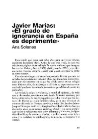 Portada:Entrevista con Javier Marías: \"El grado de ignorancia en España es deprimente\" / Ana Solanes