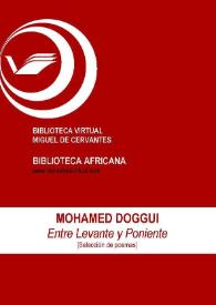 Portada:Entre Levante y Poniente [Selección de poemas] / Mohamed Doggui; Inmaculada Díaz Narbona (ed.)