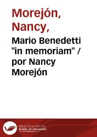 Portada:Mario Benedetti \"in memoriam\"  / por Nancy Morejón