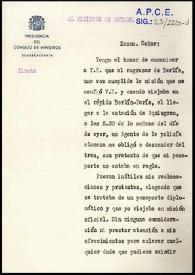 Portada:Minuta de Carlos Esplá a Augusto Barcia. París, 16 de agosto de 1936