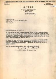 Portada:Carta de la Agrupación de Combatientes y Exiliados de la República Española a la Junta de Auxilio a los Republicanos. New York, 19 de noviembre de 1941