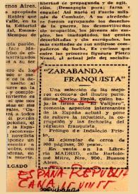 Portada:Zarabanda franquista