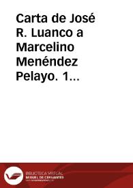 Portada:Carta de José R. Luanco a Marcelino Menéndez Pelayo. 1 noviembre 1877