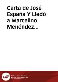 Portada:Carta de José España Y Lledó a Marcelino Menéndez Pelayo. Granada, 2 abril 1879