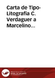 Portada:Carta de Tipo-Litografía C. Verdaguer a Marcelino Menéndez Pelayo. Barcelona, 23 diciembre 1879
