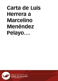 Portada:Carta de Luis Herrera a Marcelino Menéndez Pelayo. Cabra, 29 julio 1888