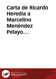 Portada:Carta de Ricardo Heredia a Marcelino Menéndez Pelayo. Málaga, 13 abril 1891