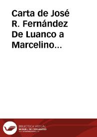 Portada:Carta de José R. Fernández De Luanco a Marcelino Menéndez Pelayo. 3 diciembre 1892