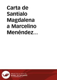 Portada:Carta de Santialo   Magdalena a Marcelino Menéndez Pelayo. 2 enero 1894