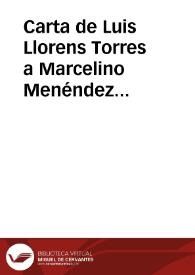Portada:Carta de Luis Llorens Torres a Marcelino Menéndez Pelayo. Barcelona, 16 enero 1898
