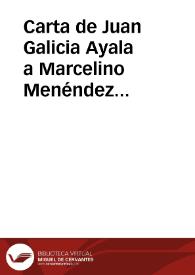 Portada:Carta de Juan Galicia Ayala a Marcelino Menéndez Pelayo. Mahón, 2 abril 1898