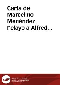 Portada:Carta de Marcelino Menéndez Pelayo a Alfred Morel-Fatio. Santander, 29 diciembre 1898