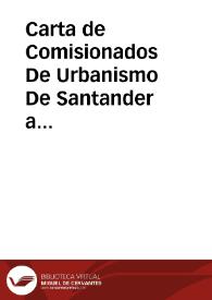 Portada:Carta de Comisionados De Urbanismo De Santander a Marcelino Menéndez Pelayo. Santander, 30 mayo 1899