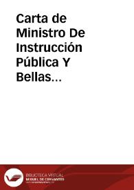Portada:Carta de Ministro De Instrucción Pública Y Bellas Artes a Marcelino Menéndez Pelayo. 29-abr-08